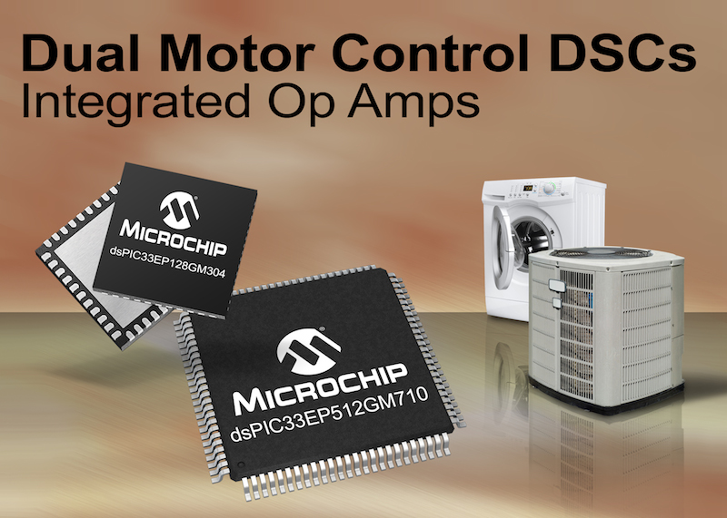 Microchip's dsPIC digital signal controllers enable dual motor control and CAN communication with advanced sensor interfaces